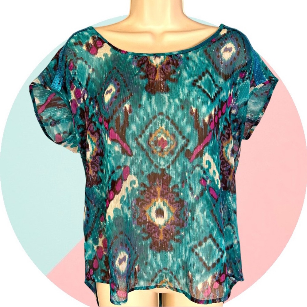 Jaclyn Smith Turquoise Blouse Medium